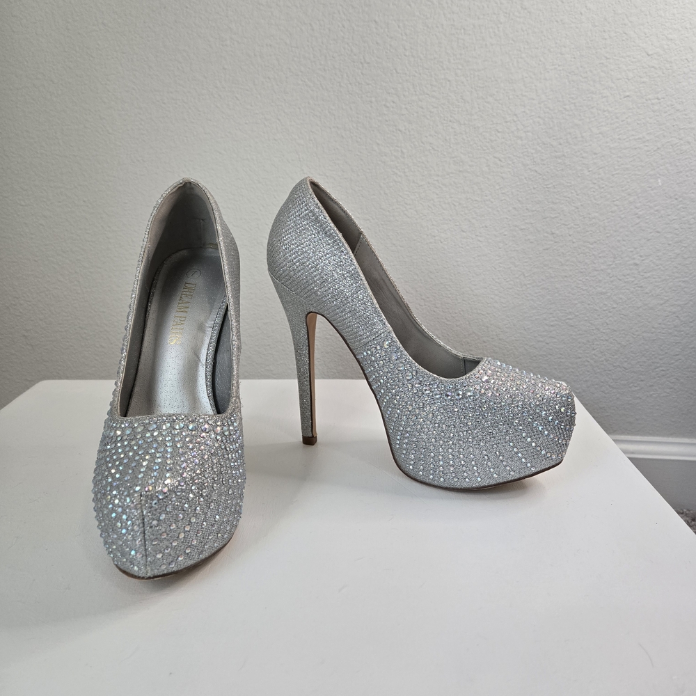Sparkling Silver Platform Heels